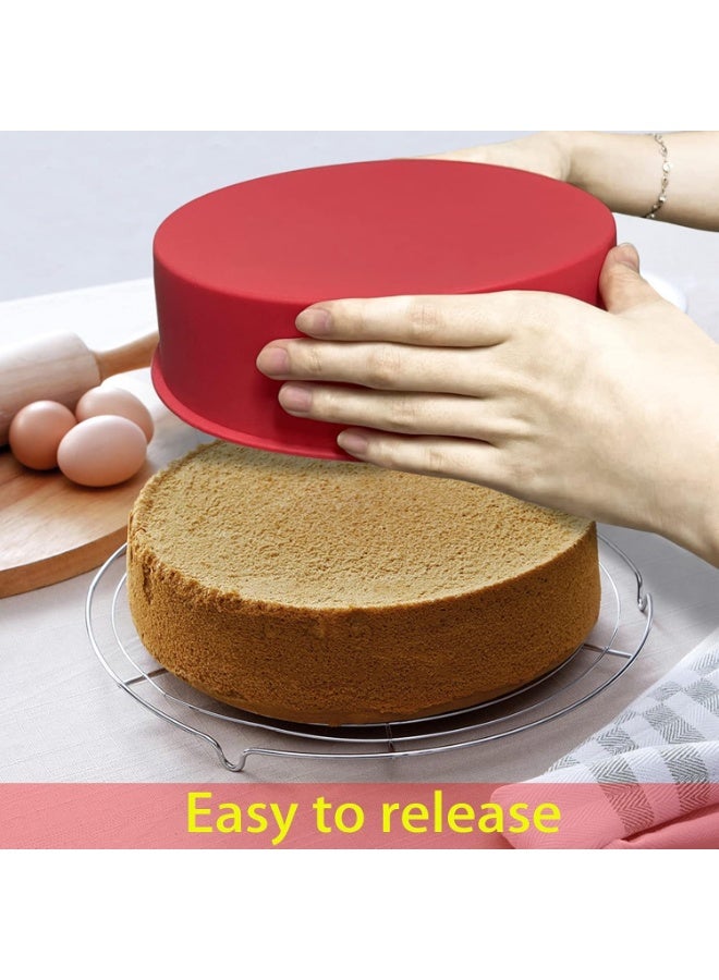 2pcs 6 بوصة قوالب كعكة السيليكون للخبز ، كعكة مستديرة الخبز وعاء غير عصا الإفراج السريع مناسبة لكعكة الشوكولاته كعكة براوني كعكة البودينغ (6 بوصة) - Image 4